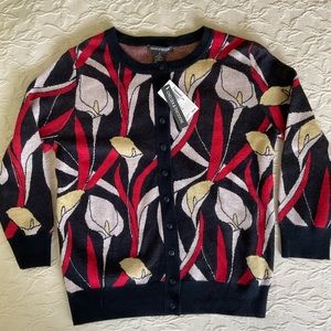 CHELSEA & THEODORE Calla Lily Flower Cardigan Sweater Women’s size small